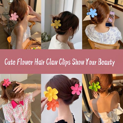 Flower Hair Clips, 8PCS Large Claw Clips for Women Thick Thin Hair, Big Cute Matte Hawaiian Flower Hair Claw Clips for Women Girls Styling Gifts 8 Colors - color: Color A:Rainbow Color
