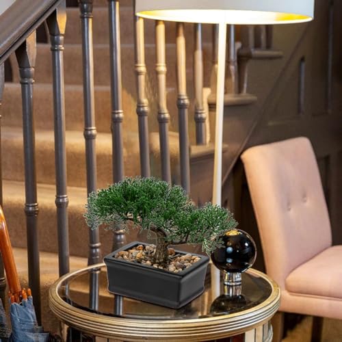 Artificial Bonsai Tree Juniper Faux Plants Indoor Fake Plants Decor with Ceramic Pots for Home Table Office Desk Bathroom Shelf Bedroom Living Room Farmhouse Decoration - style: 6" Pine