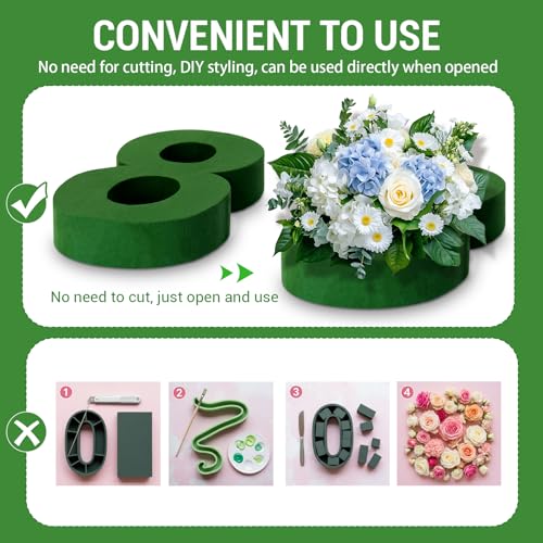 Leinuosen 12inch Dry and Wet Floral Foam Numbers Blocks Green Foam Blocks for Fresh and Artificial Flowers for Weddings Birthday Flower Arrangement Craft Project Garden Decoration(Number 8) - style: Number 8