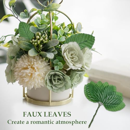 50Pcs Artificial Silk Leaf, Fabric Floral Fake Wire Crafts Leaves Faux Flowers for DIY Wedding Corsage Party Home Decoration Banquet and Christmas Hawaiian (Green) - color: Green