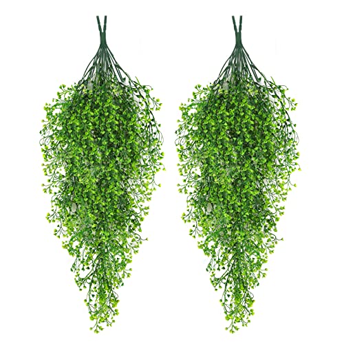 RECUTMS Artificial Hanging Vines Fake Hanging Plants 4Pcs Faux Wall Plants Fern Greenery for Summer Spring Indoor Outdoor Home Office Wedding Graduation Holiday Party Window Decor (Green) - color: Green-hanging