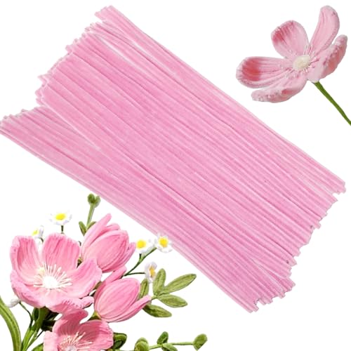 Taowave 100 Pcs Solid Color Pipe Cleaners, 12 Inch 6mm Single Color Chenille Stems, Fuzzy Flexible Craft Pipe Cleaners, Bulk Art DIY Supplies, Flower Making, Holiday Decor (Macaron Powder) - color: Macaron Powder