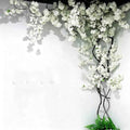 Artificial Cherry Blossom Trees - Fake Flower Background Walls with Simulated Branch and Rattan Design - for Indoor Ceiling Air Conditioning Pipe Ornamental(White) - color: White