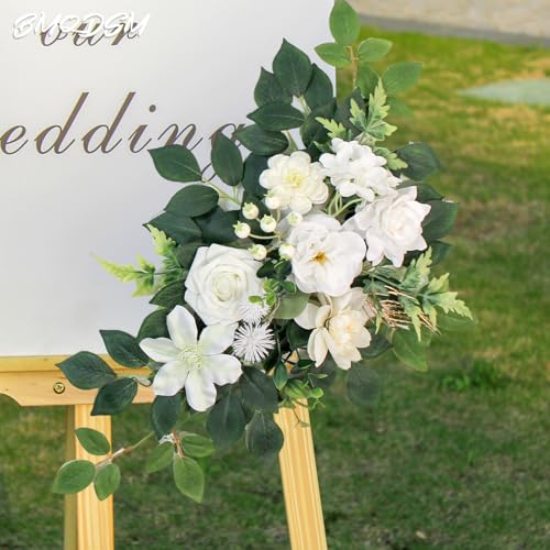 Pack of 2 Faux Flowers,Wedding Arch Flowers,Wisteria Hanging Flowers,Flower Garland Be Suited to Aisle Decorations for Wedding Ceremony,Wedding Arches for Ceremony - color: 2pc White