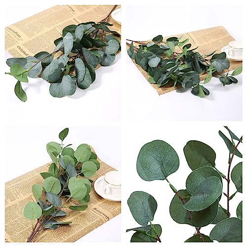 XZJMY 4 Pack Artificial Eucalyptus Stems Leaves 37.4" long Faux Eucalyptus Branches,Artificial Flowers Greenery for Home Decor Flower Arrangement Wedding Party Table Centerpiece (Green) - color: Green