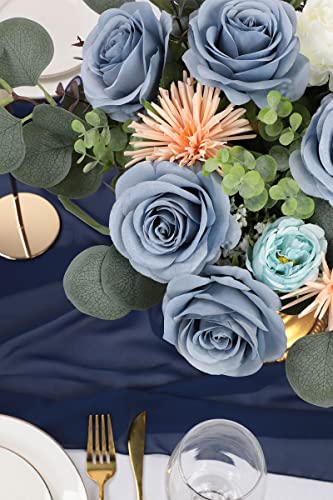 JUSMAI 50pcs Roses Artificial Flowers Dusty Blue Silk Roses with Long Stems Fake Flowers for Wedding Bouquet Centerpices Decorations Party Bridal Baby Shower Home Decor - color: Dusty Blue, size: 50PCS