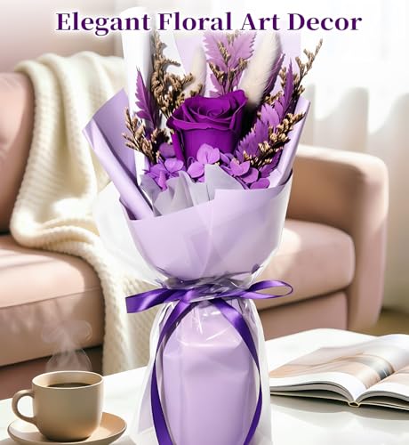 Preserved Flowers Bouquet,Flowers For Delivery,Purple Rose Bouquets,Birthday Flowers Gifts For Women Mom Grandma Wife Friends,Real Roses Gift From Daughter Valentine’S Day Mothers Day Anniversary - color: Purple, size: Rose Bouquet
