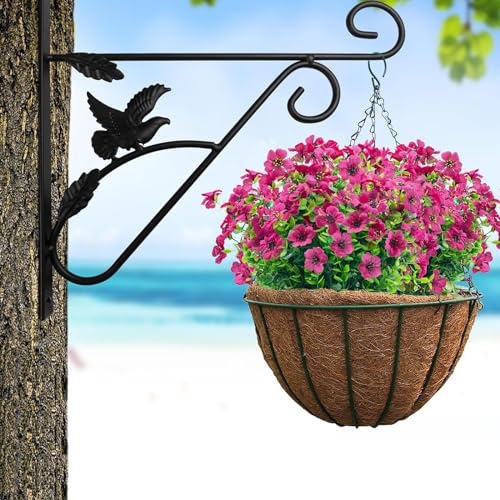 Outdoor Artificial Flowers,8 Bundles UV Resistant Fake Flower with Plastic Plants Faux Silk Flower for Home Outside and Indoor Decoration(Rose Red) - color: Rose Red, size: 8 Bundles