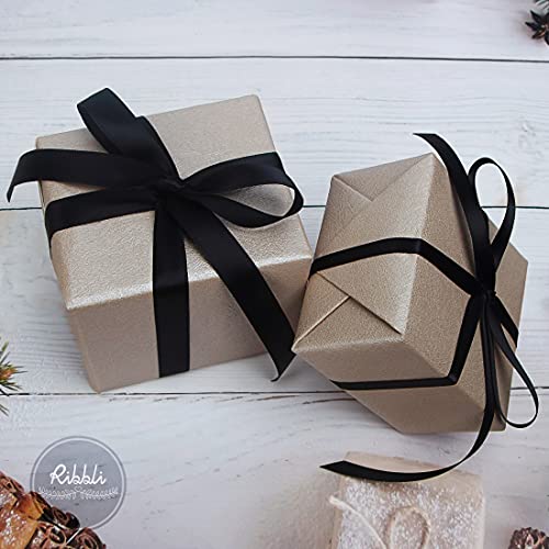 Ribbli Double Faced Black Satin Ribbon,1/4” x Continuous 25 Yards,Use for Bows Bouquet,Gift Wrapping,Floral Arrangement - color: Black, size: 1/4 inch