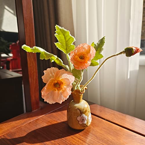 Artificial Flowers 5Pcs Poppies Flowers Artificial Silk Flowers for Home Office Wedding Outdoor Decor (Coral) - color: Coral