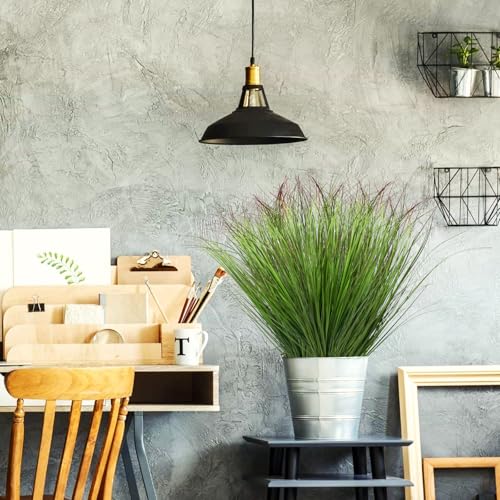 24Pcs Artificial Grass Plants, Faux Shrubs Wheat Grass, Artificial Tall Grass Fake Plants for Outdoor Decor,Artificial Greenery Stems Weed for Room Indoor Home Decor（Green Red Tail） - color: Green Red Tail, size: 24Pcs