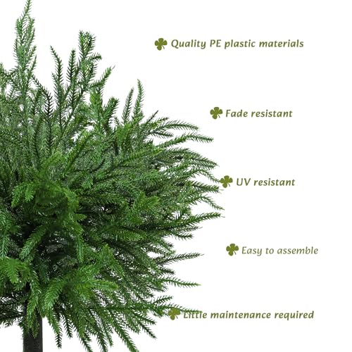 Bdor 24" Artificial Norfolk Pine Topiary Bush with Ground Stake, UV Resistant Fake Pine Shrubs for Outdoors, Weatherproof Faux Greenery Plants for Garden, Patio, Yard, 2 Pack - style: norfolk