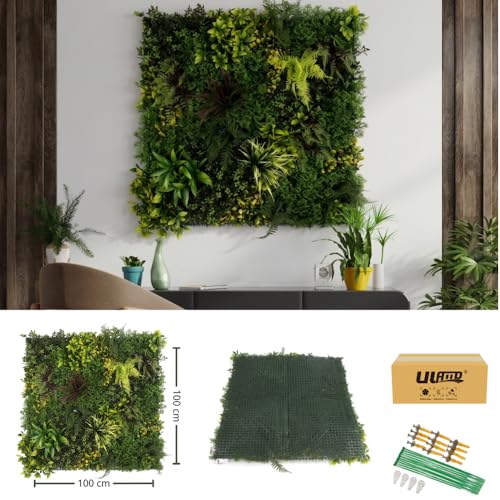 ULAND Artificial Plant Wall Panels, 1pc 40"x40" Greenery Grass Wall Backdrop Decoration, Faux Ivy Leaves Outdoor Privacy Fence Covering (B082) - color: B082