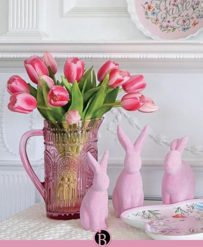 Boston International Artificial Faux Flowers Spring Tulips 8-Flower Bundle Bouquet, 12.5", Pink - color: Pink, size: 12.5"