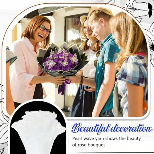 Thiccywoov 36 Pcs Glitter Roses Bouquet Graduation Artificial Rose DIY Flower Bouquet Kit Flower Wrapping Paper 3D Butterflies Crowns for Mom Mother Teacher Birthday (Purple) - color: Purple