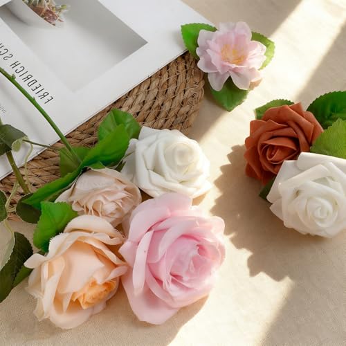 DIVINA VITAE 200 Pcs Artificial Green Leaves 3.74 inch Rose Flower Leaf Fake Green Leaves Faux Leaf for Christmas Party Decoration Bouquet Garland Wreath Wedding Decor Supplies DIY Craft