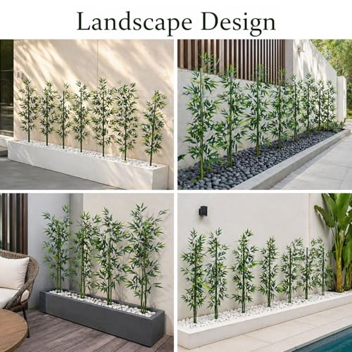 4 FT Fake Bamboo Plant Indoor: 10 Packs Artificial Privacy Tall Tree Decor, Faux Bamboo for Outdoor or Office or Home