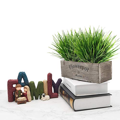 Artificial Plants, Fake Plastic Greenery Faux Shrubs Bushes Wheat Grass Outdoor Window Box Verandah Hanging Planter Decor Indoor Outside Home Garden UV Resistant Wedding DIY Decoration - 4 Pcs - color: Wheat Grass / 4 Pack