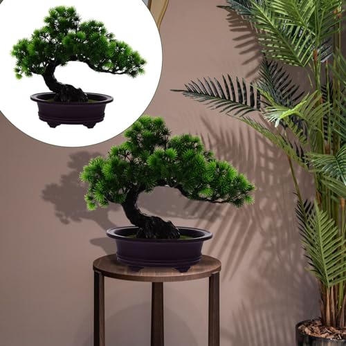 ABOOFAN Artificial Bonsai Welcoming Pine Tree Simulation Welcome Pine Chinese Fake Bonsai Tree Simulation Potted Plant DIY Decorative Bonsai for Home, Office, Shop