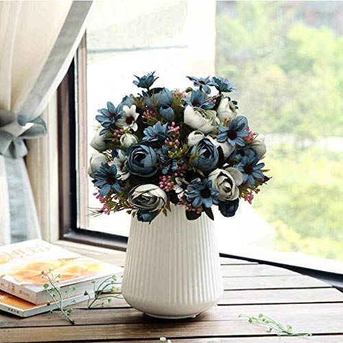 CATTREE Artificial Peony Bud Mixed Flowers, 4pcs Plastic Plants Silk Fake Flowers Bouquet Bridal Home Garden Office Kitchen Bathroom Table Centerpieces Wedding Decor Decorations Blue - color: Peony-blue-4pcs