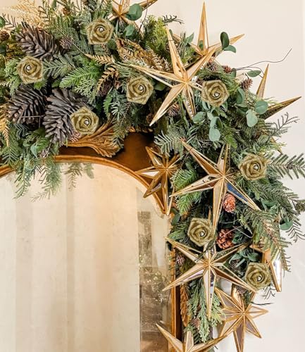 IPOPU Gold Roses,25PCS Glitter Roses Bouquet Gold Artificial Roses with Crystal for Christmas Wedding Bouquet Home Party Decoration(Gold) - color: Gold With Crystal