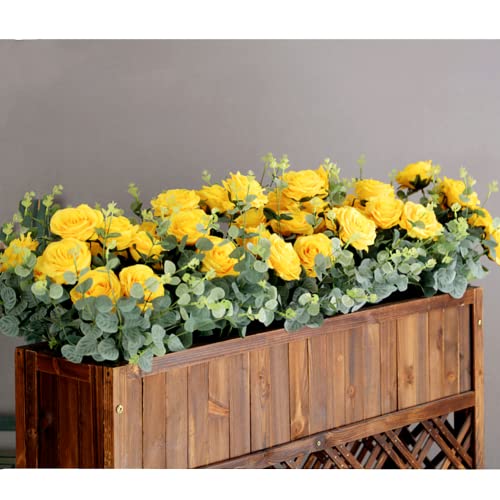 Jasion Artificial Roses Fake Flowers 10 Heads Arrangement Silk Bouquet Glorious Meanings for Home Office Parties and Wedding Decoration (Yellow) - color: Yellow