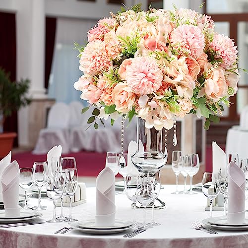 Tigeen Artificial Flowers Artificial Peonies Silk Flowers Faux Peony Fake Peony Silk Hydrangea Bouquet for Wedding Table Centerpiece Floral Vase Decor(Light Pink,12 Bundles) - color: Light Pink