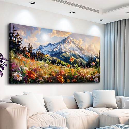 FUHAIHUA Canvas Wall Art For Living Room Framed Wall Decor For Bedroom Modern Office Wall Decoration Mountain Flower Landscape Paintings Farmhouse Pictures Artwork Aesthetic Home Decor 20x40 In - color: Mountain Flower, size: 40"L x 20"W