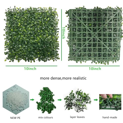 Grass Wall Decor,Paistao Privacy Fence Screen,Greenery Backdrop Panels,10"x 10"16Pcs Artificial Boxwood Fake Grass Wall for Indoor,Outdoor,Patio,Garden,Backyard - size: 2 Boxwood-10"x 10" (16 Pcs)