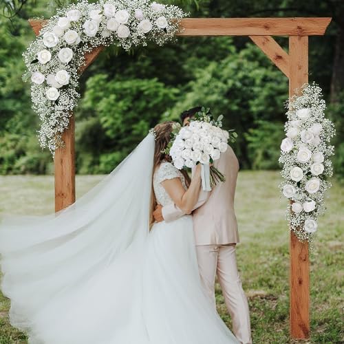 HyeFlora 50 PCS White Roses Artificial Flowers, Fake Roses with Stems Realistic Silk Roses for DIY Wedding Bouquets Tables Centerpieces Arrangements Party Baby Shower Birthday Home Decor Gift for Her - color: White