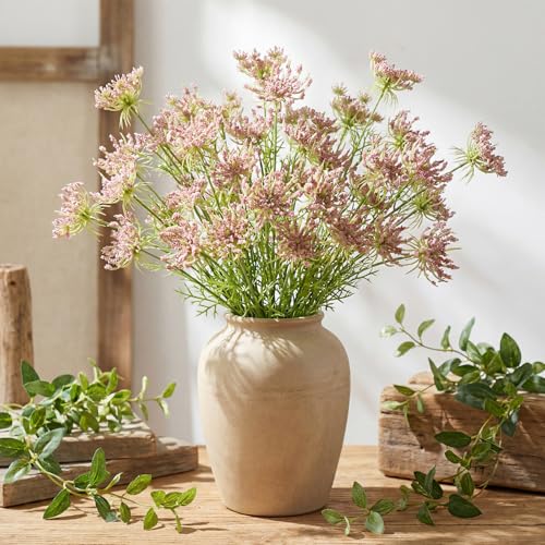 4 Pcs Artificial Queen Anne's Lace Stems 28.7 Inch Faux Ammi Majus Flowers Branches Faux Queen Anne's Lace Flowers Fake Carrot Floral Stems for Vase Bouquets Wedding Home Decor(Pink) - color: Pink