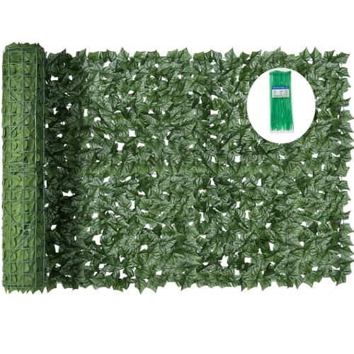 Artificial Ivy Privacy Fence Screen,140X40 in Privacy Fence Panels Balcony Privacy Screen Faux Ivy Hedge Vine Leaf Greenery Backdrop Privacy Screen Outdoor for Patio,Balcony, Garden, Backyard - size: 140 in x 40 in - Maple Leaf