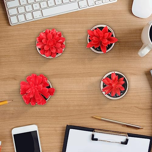 Uguisu Artificial Potted Plant, Simulated Gem Flower, Lotus Flower, Spring Artificial Succulent Plant, Small Artificial Plant, Spring Artificial Fake Plant, Office Home Wall Decoration (4/Red) - color: Red
