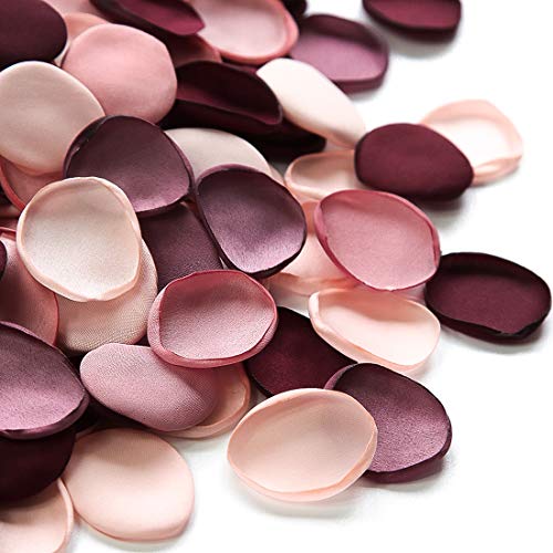 Floroom 300pcs Rose Petals Burgundy Maroon Faux Silk Flower Petals for Wedding Flower Girl Basket Aisle Scatter Dinner Table Centerpieces Party Confetti Bridal Shower Romantic Night Decoration - color: Exquisite Burgundy, size: 300pcs