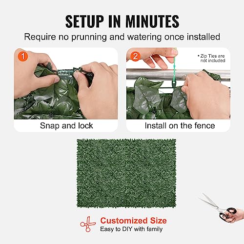 VEVOR Artificial Ivy Privacy Fence Screen, 96 x 72 in Faux Ivy Vine Leaf Hedges Fence, Greenery Privacy Fence with Mesh Cloth Backing, Green Wall Decoration for Outdoor Garden, Yard, Balcony - color: Ivy with Green Mesh Backing, size: 96 x 72 inch