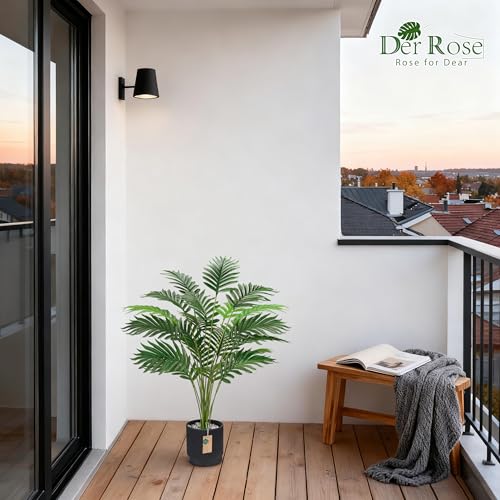 Der Rose 28'' Artificial Palm Tree Large Fake Tropical Faux Plants Indoor and Outdoor for Home Bathroom Porch Outside Patio Decor (Black Pot) - size: Style B - Black - 28"