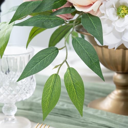 mizii 24pcs Italian Ruscus Artificial Greenery Stems Silk Green Leaves 20in Fake Spray Plants Stem Garland Greenery Decoration for Centerpieces Wedding Arch Flower Bouquet Table Room Wall Decor (24)