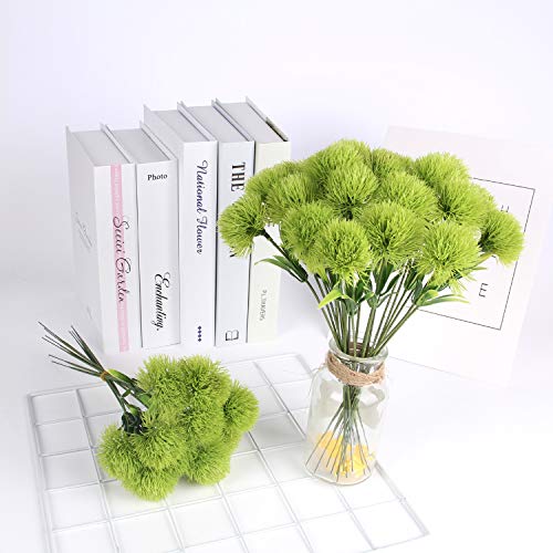 CATTREE Artificial Dandelion Flowers, Plastic Plants Shrubs Bushes Fake Grass Wedding Indoor Outdoor Home Garden Arrangements Party Decoration Planting Filler - Green 10 Pcs - color: Single Branch Dandelion-green-10 Pcs