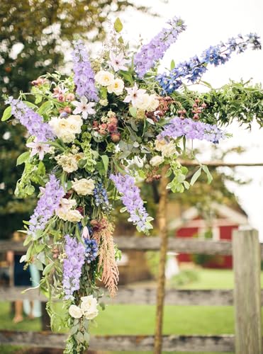 Light Purple Delphinium Artificial Flowers 5PCS Silk Flowers with Stems Snapdragon Long Stem for Tall Vase Home Wedding Centerpieces Decor (Light Purple) - color: Light Purple