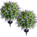 2-Piece Artificial Lavender Ball Tree, 23 inches, UV-Resistant with Wooden Stakes, for Indoor/Outdoor Decoration use