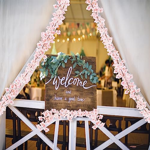 Sggvecsy Cherry Blossom Garland Artificial Cherry Flower Vines 8 Pack Hanging Silk Flowers Garland for Home Wedding Garden Party Arch Office Decor (Pink) - color: Pink, size: 8pcs