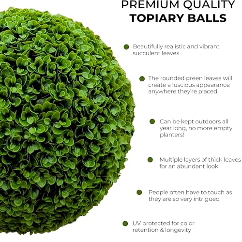 365 Curb Appeal 23" XL Topiary Balls – 2 Extra Large Faux Succulent Balls - Artificial Succulents for Outdoors (Succulents, 2 Topiary Spheres (4 Halves)) - color: Succulent, size: 2 topiary balls (4 halves)