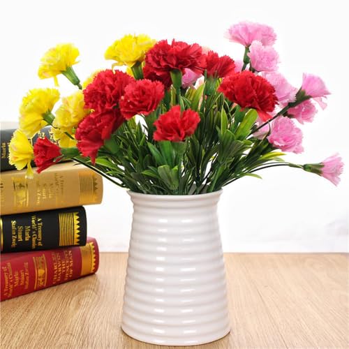 20 Pcs Carnations Bouquets 15Inch Artificial Carnations Flowers,No Fade Artificial Flower, Silk Petals Fake Flowers Forever Plants for Home Party and Wedding Decor (Light Pink)