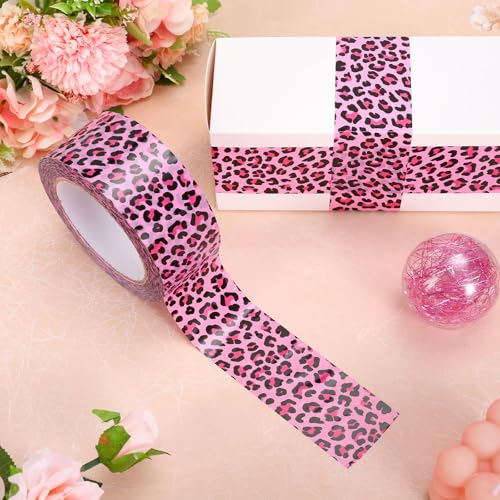 Whaline 109 Yard Leopard Print Packing Tape Pink Waterproof Shipping Tape Pink Safari Jungle Leopard Gift Wrapping Tapes for Small Business DIY Crafts Box Carton Decor - style: Pink Leopard