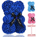 Lgv Flower Rose Bear,Romantic Gift for Valentine's Mother's Day, Christmas, Birthday,Girl Friend Her Mom Female Wife with Artificial Heart-Shaped Diamonds Sapphire Blue - color: Sapphire