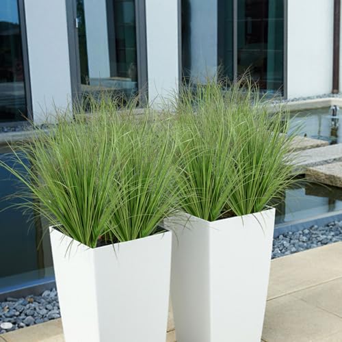 Betylifoy Artificial Grass Plants Outdoor 28 Bundles Fake Wheat Grass UV Resistant Faux Shrubs Bushes Plant Green Onion Grass Artificial Greenery Tall Stems for Indoor Outdoor Office Home Decor - color: Green