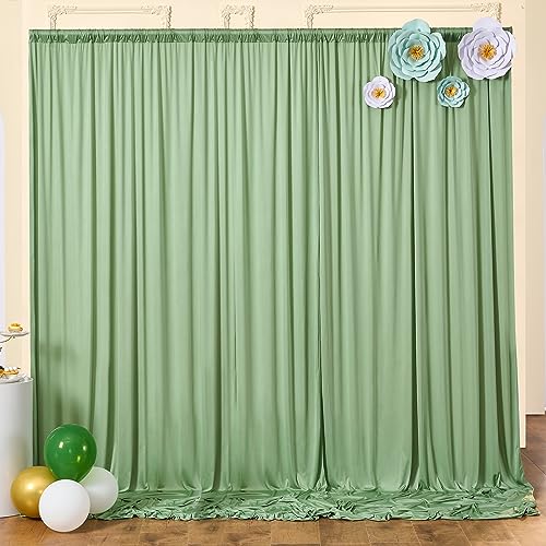 10x8ft Wrinkle Free Sage Green Backdrop Curtains for Parties, Polyester Photo Backdrop Drapes for Wedding Birthday Party Photography Background Curtains Decoration - color: Sage Green, size: 10ftx8ft