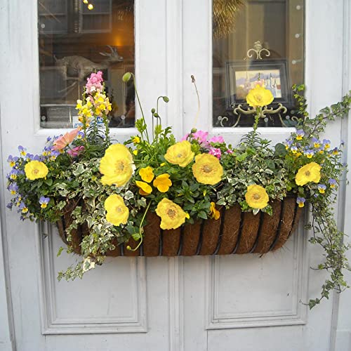 Artificial Flowers 5Pcs Poppies Flowers Artificial Silk Flowers for Home Office Wedding Outdoor Decor (Yellow) - color: Yellow