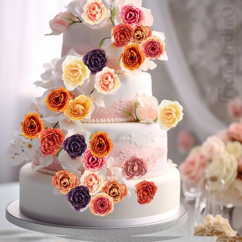 Framendino, 30 Pack Fake Roses Artificial Peony Heads Bulk Small Flowers Head Colorful Mini Peonies Silk Flower for Crafts