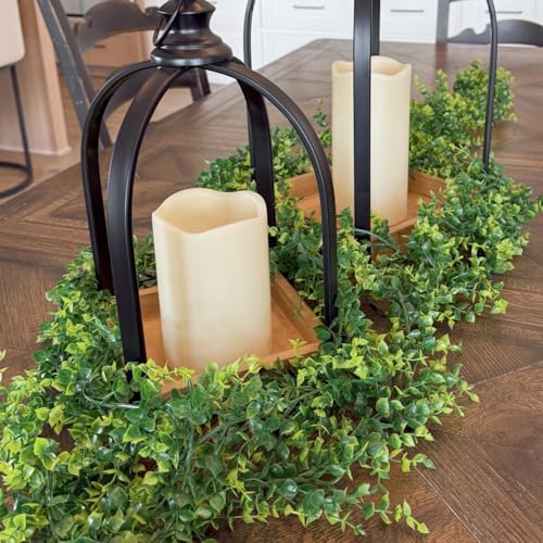 CQURE 6Pcs Faux Eucalyptus Garland, Artificial Eucalyptus Leaves Hanging Vines Table Greenery Garland for Wedding Backdrop Arch Wall Table Party Indoor Outdoor Decor - size: 6 Pack